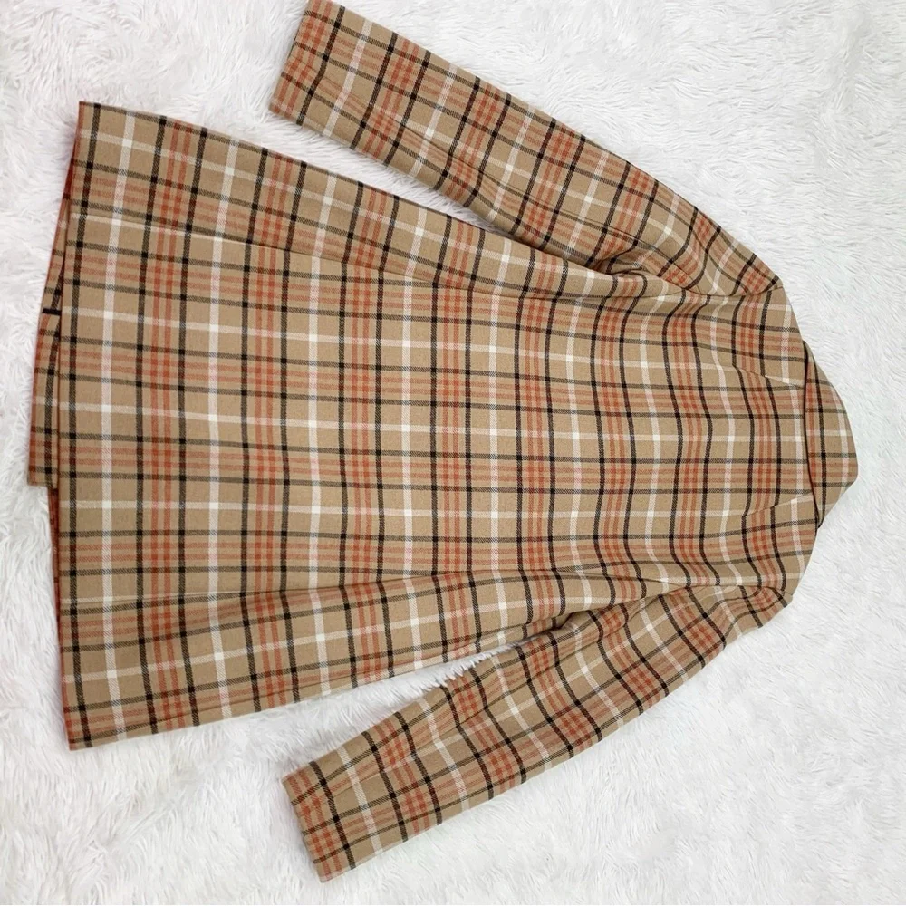 Tory Burch wool blend plaid double‎ breasted coat